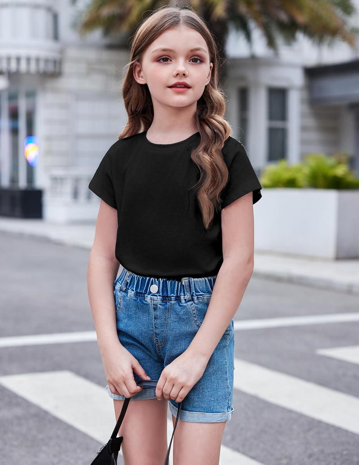 image:imageArshiner Girls 2 Piece Outfit Summer Drop Shoulder Batwing Sleeve Tops and Paperbag Waist Shorts Set Cute Clothing Size 614
