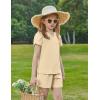 Arshiner Girls 2 Piece Outfits Summer Clothes V-Neck Petal Short Sleeve Tops and Shorts with Pockets Kids Clothing Set(Beige)