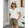 Arshiner Girls 2 Piece Outfits Summer Clothes V-Neck Petal Short Sleeve Tops and Shorts with Pockets Kids Clothing Set(Leopard)