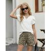 Arshiner Girls 2 Piece Outfits Summer Clothes V-Neck Petal Short Sleeve Tops and Shorts with Pockets Kids Clothing Set(Leopard)