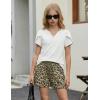 Arshiner Girls 2 Piece Outfits Summer Clothes V-Neck Petal Short Sleeve Tops and Shorts with Pockets Kids Clothing Set(Leopard)