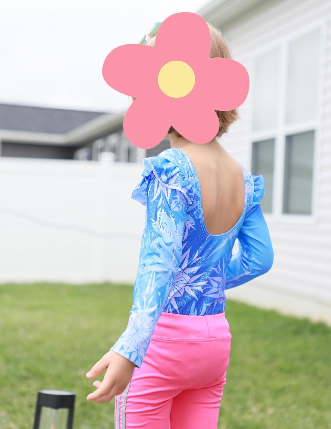 image:imageArshiner Girls Gymnastics Leotards Ruffle Long Sleeve Shimmer Ballet Unitard Dancewear for 310 YearsBlue Snowflake
