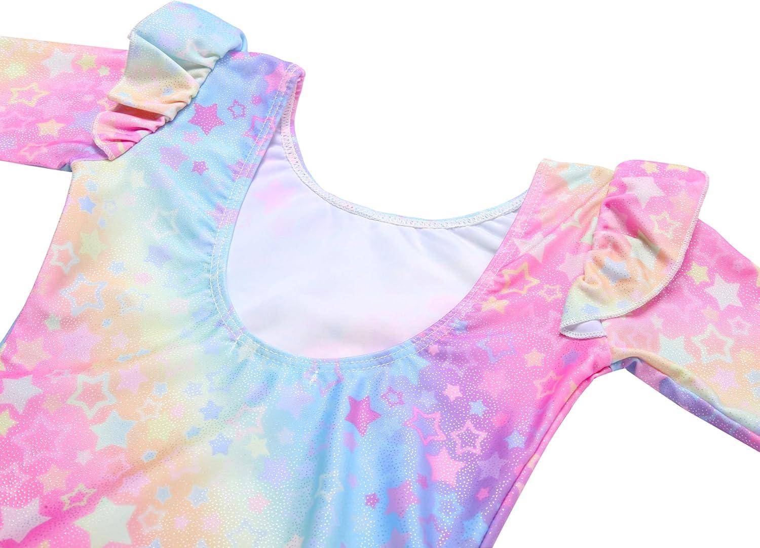image:imageArshiner Girls Gymnastics Leotards Ruffle Long Sleeve Shimmer Ballet Unitard Dancewear for 310 YearsMulitcolor Stars