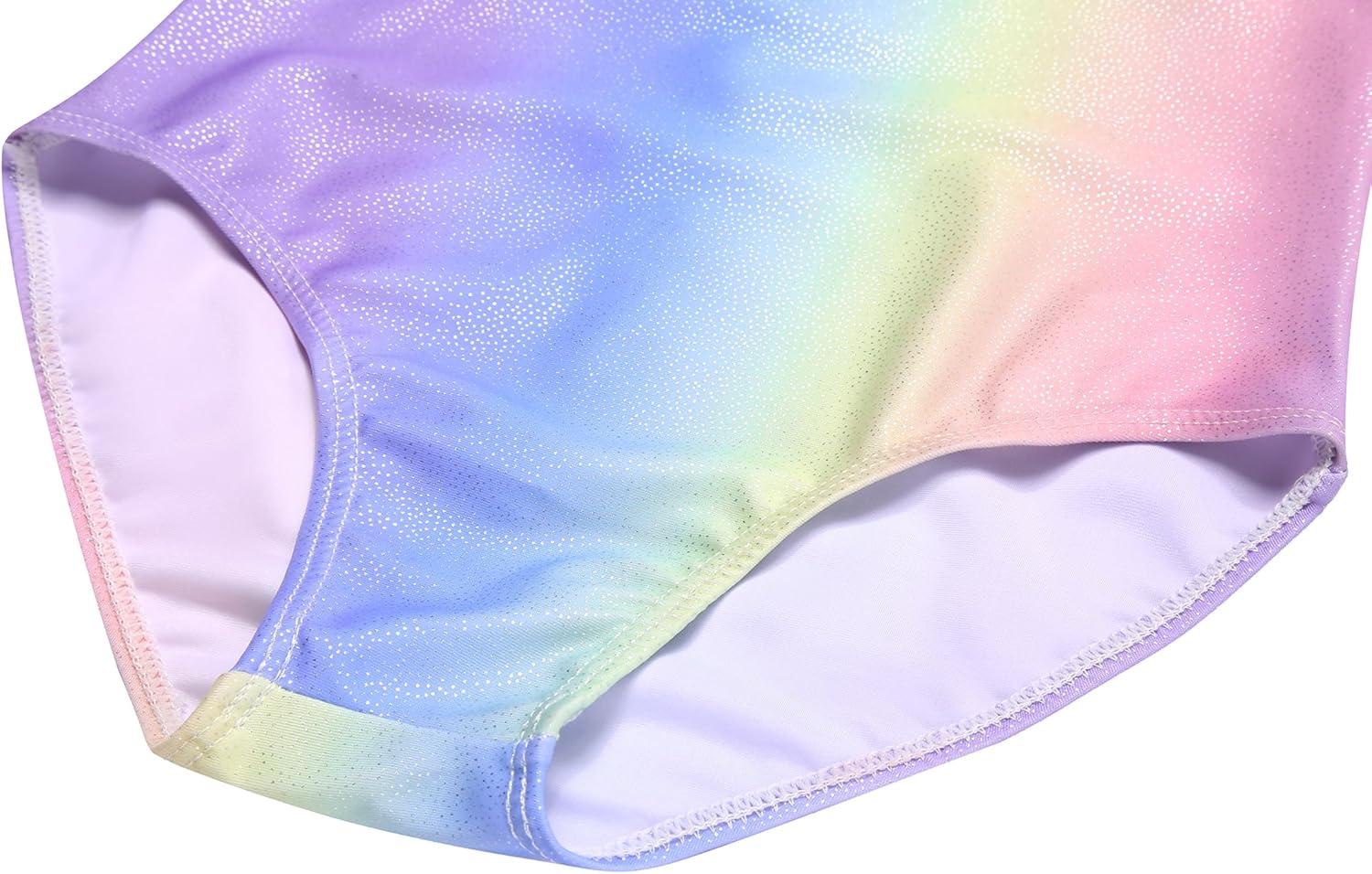 image:imageArshiner Girls Gymnastics Leotards Ruffle Long Sleeve Shimmer Ballet Unitard Dancewear for 310 YearsRainbow
