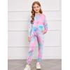 Arshiner Girls 2 Piece Outfits Kids Tie Dye Sweatsuits Set Long Sleeve Shirt and Pants Set Size 5-14 Y(Pink Universe)
