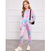 Arshiner Girls 2 Piece Outfits Kids Tie Dye Sweatsuits Set Long Sleeve Shirt and Pants Set Size 5-14 Y(Pink Universe)