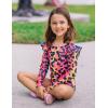 Arshiner Girls Gymnastics Leotards Ruffle Long Sleeve Shimmer Ballet Unitard Dancewear for 3-10 Years(Mulitcolor Leopards)
