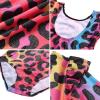 Arshiner Girls Gymnastics Leotards Ruffle Long Sleeve Shimmer Ballet Unitard Dancewear for 3-10 Years(Mulitcolor Leopards)