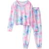 Arshiner Girls 2 Piece Outfits Kids Tie Dye Sweatsuits Set Long Sleeve Shirt and Pants Set Size 5-14 Y(Pink Universe)