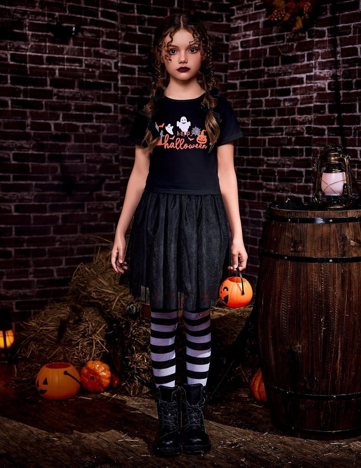 image:imageArshiner Girls Halloween Shirt Crop Top Short Sleeve Graphic T Shirt TeeBlack Ghost