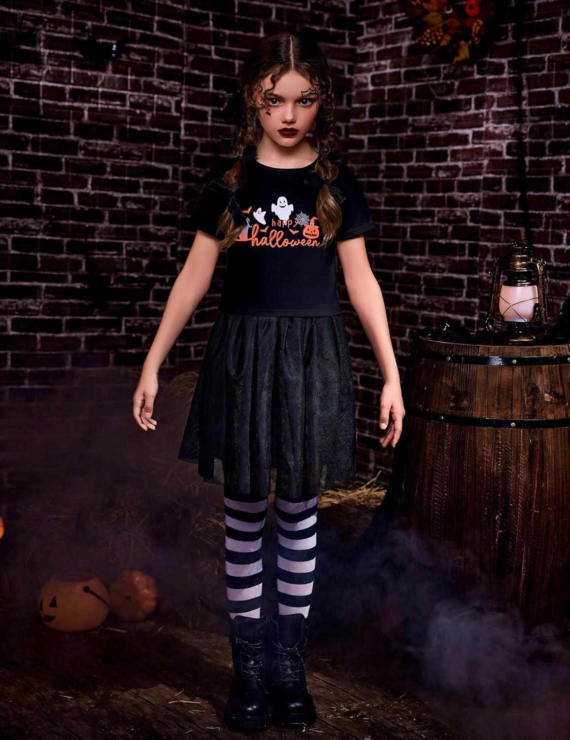 image:imageArshiner Girls Halloween Shirt Crop Top Short Sleeve Graphic T Shirt TeeBlack Ghost