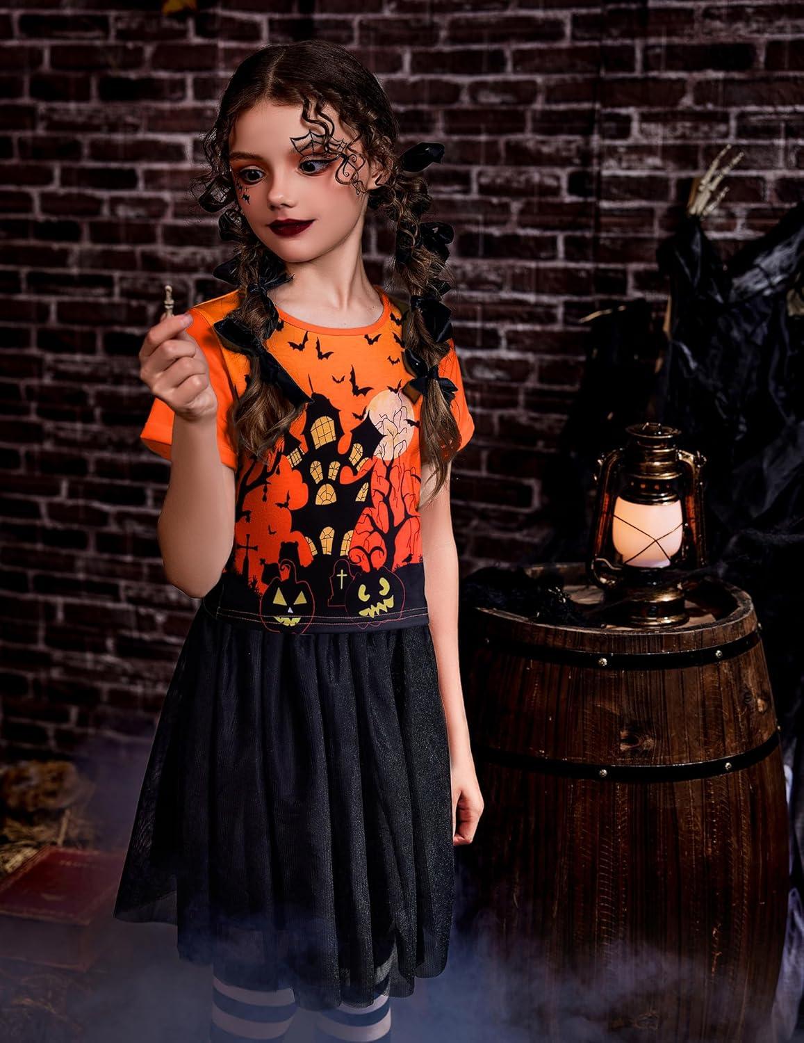 image:imageArshiner Girls Halloween Shirt Crop Top Short Sleeve Graphic T Shirt TeeOrange Castle