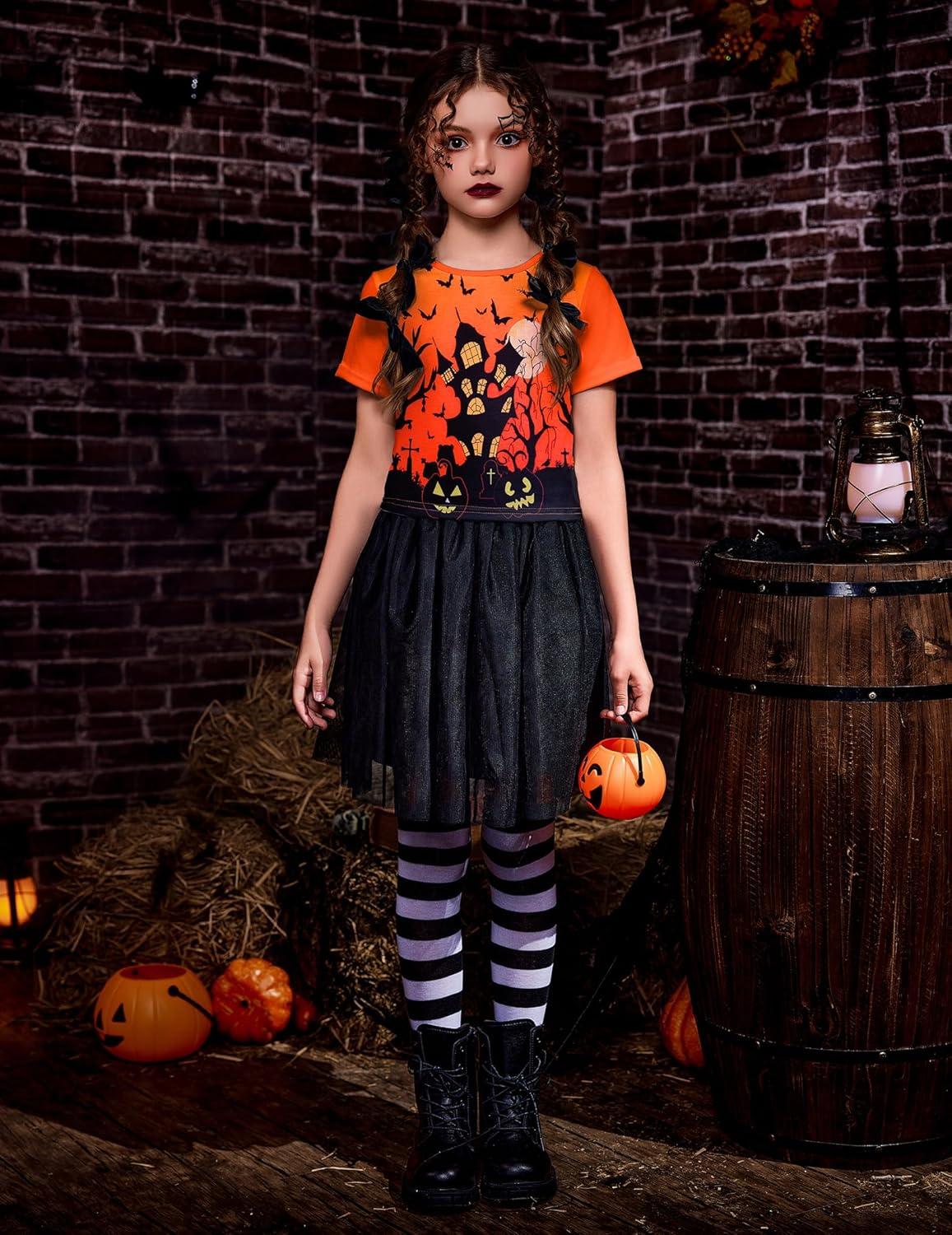 image:imageArshiner Girls Halloween Shirt Crop Top Short Sleeve Graphic T Shirt TeeOrange Castle
