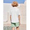 Arshiner Boys’ 2-Piece Ribbed Textured Outfits Short Sleeve Cuban Collar Shirt & Shorts Set Summer Beach Clothes 4-12 Years(White & Green)
