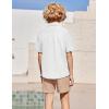 Arshiner Boys’ 2-Piece Ribbed Textured Outfits Short Sleeve Cuban Collar Shirt & Shorts Set Summer Beach Clothes 4-12 Years(White & Light Khaki)