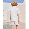 Arshiner Boys’ 2-Piece Ribbed Textured Outfits Short Sleeve Cuban Collar Shirt & Shorts Set Summer Beach Clothes 4-12 Years(White)