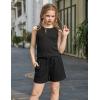 Arshiner Girls 2 Piece Outfits Summer Short Sets Crewneck Sleeveless Knit Tops and Shorts with Pockets Athletic Clothing Set(Black)
