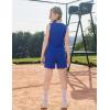 Arshiner Girls 2 Piece Outfits Summer Short Sets Crewneck Sleeveless Knit Tops and Shorts with Pockets Athletic Clothing Set(Dark Blue)