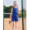 Arshiner Girls 2 Piece Outfits Summer Short Sets Crewneck Sleeveless Knit Tops and Shorts with Pockets Athletic Clothing Set(Dark Blue)