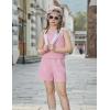 Arshiner Girls 2 Piece Outfits Summer Short Sets Crewneck Sleeveless Knit Tops and Shorts with Pockets Athletic Clothing Set(Dark Pink)