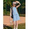 Arshiner Girls 2 Piece Outfits Summer Short Sets Crewneck Sleeveless Knit Tops and Shorts with Pockets Athletic Clothing Set(Light Blue)