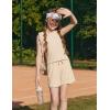 Arshiner Girls 2 Piece Outfits Summer Short Sets Crewneck Sleeveless Knit Tops and Shorts with Pockets Athletic Clothing Set(Light Brown)