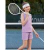 Arshiner Girls 2 Piece Outfits Summer Short Sets Crewneck Sleeveless Knit Tops and Shorts with Pockets Athletic Clothing Set(Light Purple)