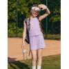 Arshiner Girls 2 Piece Outfits Summer Short Sets Crewneck Sleeveless Knit Tops and Shorts with Pockets Athletic Clothing Set(Light Purple)