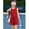 Arshiner Girls 2 Piece Outfits Summer Short Sets Crewneck Sleeveless Knit Tops and Shorts with Pockets Athletic Clothing Set(Red)