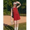 Arshiner Girls 2 Piece Outfits Summer Short Sets Crewneck Sleeveless Knit Tops and Shorts with Pockets Athletic Clothing Set(Red)