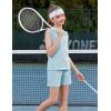Arshiner Girls 2 Piece Outfits Summer Short Sets Crewneck Sleeveless Knit Tops and Shorts with Pockets Athletic Clothing Set(Sky Blue)