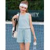 Arshiner Girls 2 Piece Outfits Summer Short Sets Crewneck Sleeveless Knit Tops and Shorts with Pockets Athletic Clothing Set(Sky Blue)