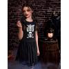 Arshiner Girls Halloween Shirt Crop Top Short Sleeve Graphic T Shirt Tee(Black Skeleton)