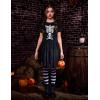 Arshiner Girls Halloween Shirt Crop Top Short Sleeve Graphic T Shirt Tee(Black Skeleton)