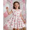 Arshiner Toddler Dress Girls Summer Ruffle Sleeve Tiered Swing Midi Casual Sundress with Pockets(Bow Pink)