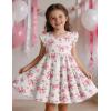 Arshiner Toddler Dress Girls Summer Ruffle Sleeve Tiered Swing Midi Casual Sundress with Pockets(Bow Pink)
