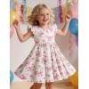 Arshiner Toddler Dress Girls Summer Ruffle Sleeve Tiered Swing Midi Casual Sundress with Pockets(Bow Pink)
