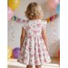 Arshiner Toddler Dress Girls Summer Ruffle Sleeve Tiered Swing Midi Casual Sundress with Pockets(Bow Pink)