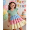 Arshiner Toddler Dress Girls Summer Ruffle Sleeve Tiered Swing Midi Casual Sundress with Pockets(Green & Blue & Pink)