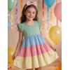 Arshiner Toddler Dress Girls Summer Ruffle Sleeve Tiered Swing Midi Casual Sundress with Pockets(Green & Blue & Pink)