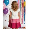 Arshiner Toddler Dress Girls Summer Ruffle Sleeve Tiered Swing Midi Casual Sundress with Pockets(White & Hot Pink)