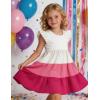 Arshiner Toddler Dress Girls Summer Ruffle Sleeve Tiered Swing Midi Casual Sundress with Pockets(White & Hot Pink)