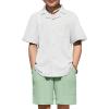 Arshiner Boys’ 2-Piece Ribbed Textured Outfits Short Sleeve Cuban Collar Shirt & Shorts Set Summer Beach Clothes 4-12 Years(White & Green)
