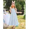 Arshiner Girls Summer Dress Casual Loose Sleeveless Sundress Flowy Beach Maxi Dresses with Pockets(Blue Flower)