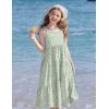 Arshiner Girls Summer Dress Casual Loose Sleeveless Sundress Flowy Beach Maxi Dresses with Pockets(Green Flower)