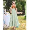 Arshiner Girls Summer Dress Casual Loose Sleeveless Sundress Flowy Beach Maxi Dresses with Pockets(Green Flower)
