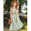 Arshiner Girls Summer Dress Casual Loose Sleeveless Sundress Flowy Beach Maxi Dresses with Pockets(Green Flower)
