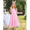 Arshiner Girls Summer Dress Casual Loose Sleeveless Sundress Flowy Beach Maxi Dresses with Pockets(Pink)