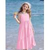 Arshiner Girls Summer Dress Casual Loose Sleeveless Sundress Flowy Beach Maxi Dresses with Pockets(Pink)