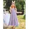 Arshiner Girls Summer Dress Casual Loose Sleeveless Sundress Flowy Beach Maxi Dresses with Pockets(Purple)